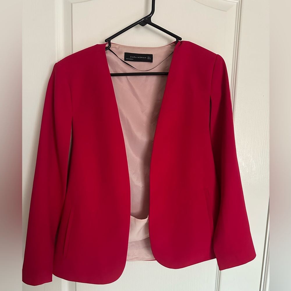 Zara Woman Bright Pink Open-Front Blazer – Size M